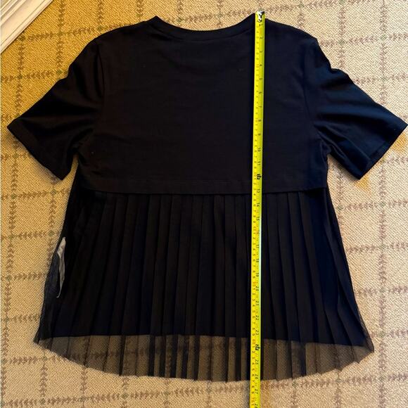 Zara black short sleeve T-shirt w chiffon pleated back and text on front NWOT S - Picture 8 of 12